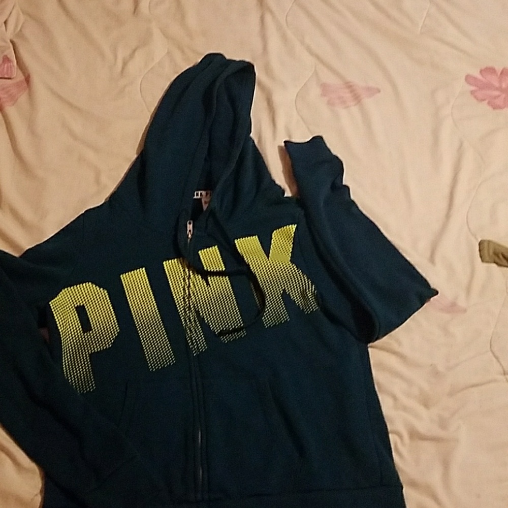 Pink sweater color dark green